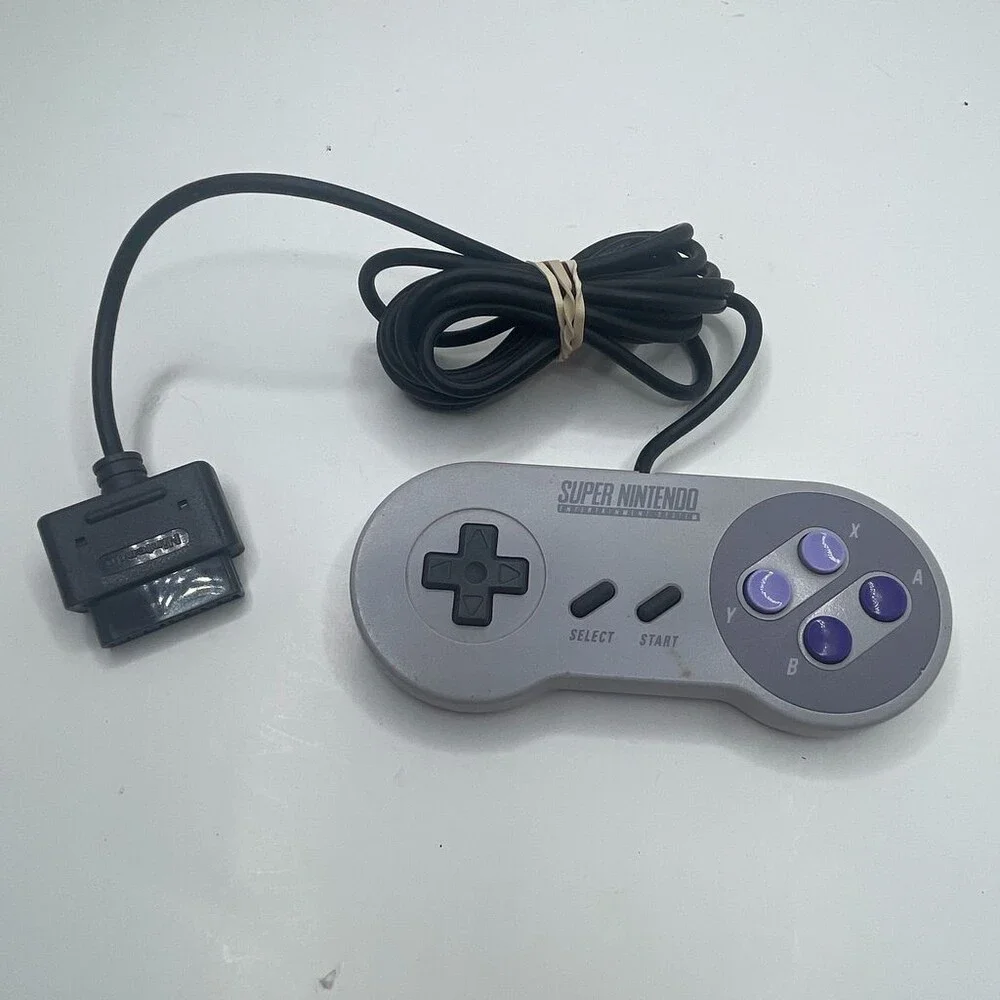 OEM Gray Nintendo SNES Classic Wired 16-Bit Purple Buttons Controller SNS-005